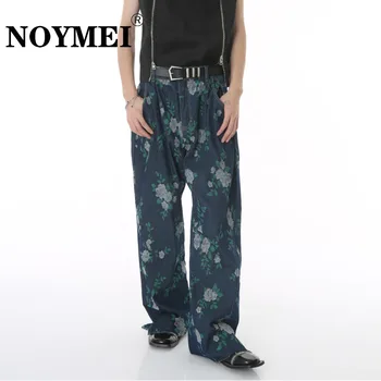 NOYMEI Новые Повседневные Персонализированные Джинсовые брюки с цветочным принтом, окрашенные в цвет галстука, Прямые джинсовые осенние брюки в винтажном стиле, Шикарные WA1899