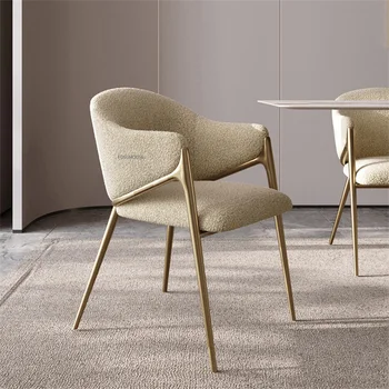 Nordic Light Роскошные обеденные стулья из овечьей шерсти для кухонной мебели Home Simple Leisure Hotel Стул для ресторана Со спинкой Кресло