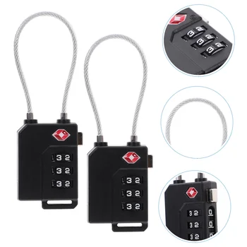 OULII, 4 шт., портативный кабель безопасности, одобренный TSA, замок для багажа, 3-значный кодовый замок с паролем (черный)