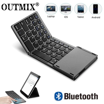 OUTMIX Новая портативная мини-клавиатура Bluetooth с тремя складываниями, Беспроводная складная сенсорная панель для IOS Android Windows ipad Tablet