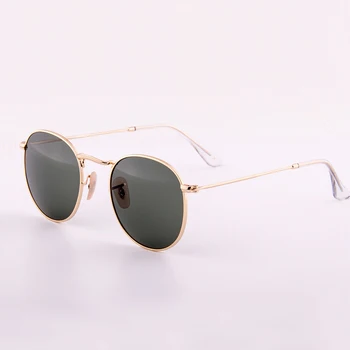 Rindu Ретро круглые солнцезащитные очки из стекла UV400 модные винтажные мужские и женские металлические очки с зелеными, синими, коричневыми линзами солнцезащитные очки