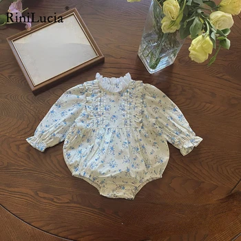 RiniLucia/ детская одежда для младенцев, осенние детские комбинезоны, комбинезоны для новорожденных, комбинезоны с длинными рукавами и цветочным кружевом для маленьких девочек