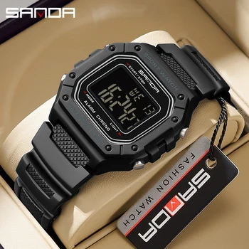 SANDA 2156 Модные Мужские часы, Водонепроницаемые Спортивные часы для мужчин, секундомер в стиле Милитари S, Ударопрочные Цифровые наручные часы