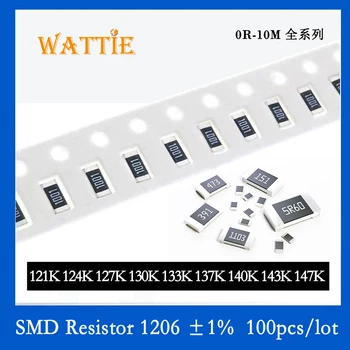 SMD резистор 1206 1% 121K 124K 127K 130K 133K 137K 140K 143K 147K 100 шт./лот микросхемные резисторы 1/4 Вт 3,2 мм*1,6 мм