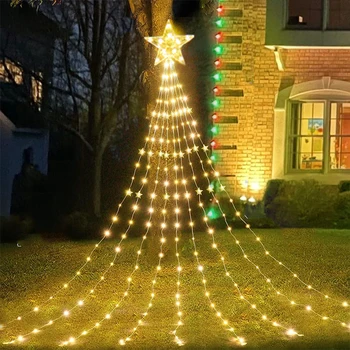 USB пятиконечная звезда лампа строка 2 м / 3 м водопад лампа внутренний двор открытый кемпинг сад подвесная елка лампа USB Рождественская светодиодная лампа