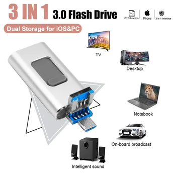 USB флэш-накопитель Pendrive OTG USB3.0 флэш-накопитель 64 ГБ 128 ГБ флеш-накопитель 32 ГБ 128 ГБ USB-накопитель для iPhone iPad PC