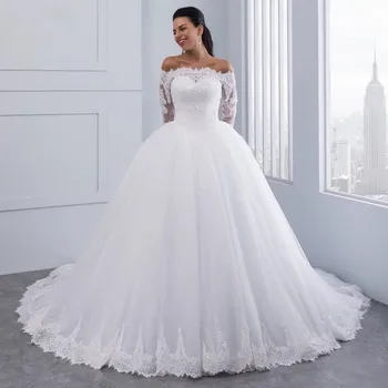 Vestidos de Noiva Бальное платье Свадебное Платье С длинными рукавами Платья из Тюля Vestido Casamento Mariage