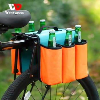 WEST BIKING Велосипедная сумка-контейнер для напитков, изолированная бутылка для воды, чайник, подстаканник, Переносная сумка-холодильник для багажника велосипеда