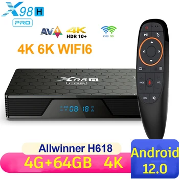 X98H PRO Smart TV BOX Android 12 4 ГБ 32 ГБ 64 ГБ TVBOX Allwinner H618 2,4/5G Двойной Wifi6 1000M BT 4K Медиаплеер телеприставка 2G16G