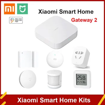 Xiaomi Smart Home Kit Mijia Gateway 2 Hub Дверной датчик человеческого тела Датчик температуры Влажности Беспроводной переключатель Датчик воды дыма