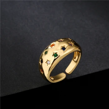 cmoonry 2023 Модное Открытое кольцо из меди золотого цвета, Красочное Кольцо с милой геометрической звездой AAA CZ Для женщин, Ювелирные Аксессуары для вечеринок
