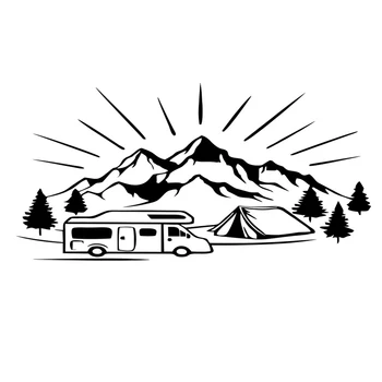 Автомобильная наклейка Mountain Tree для RV Adventure Прочная клейкая Водонепроницаемая термостойкая наклейка для дома на колесах Грузовик фургон