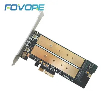 Адаптер SSD PCI-E 4X для M2 B Key M.2 NGFF M key NVME SSD PCI-E Dual Interface Card Светодиодный Низкопрофильный Кронштейн Поддержка 2230-22110 M2
