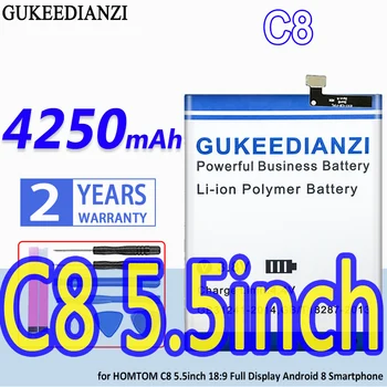 Аккумулятор большой емкости GUKEEDIANZI емкостью 4250 мАч для HOMTOM C8 с 5,5-дюймовым 18:9 полноэкранным смартфоном Android 8 Bateria