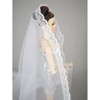 Аксессуары для свадебного головного убора для кукольной девочки, 1 шт., белый кружевной головной убор, кукольное платье невесты, игрушечные аксессуары для куклы Барби, игрушка в подарок