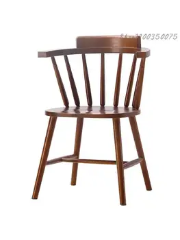 Американский обеденный стул из массива дерева в стиле Ретро минимализм Nordic Hotel Cafe Обеденный стул со спинкой Кресло Обеденный стол и стул Windsor