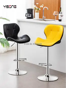 Барный стул современный простой стул для стойки регистрации, табурет кассира, высокий табурет с высокой спинкой, бытовой барный стул, подъемный барный стул