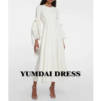 Белое вечернее платье YUMDI, женское бальное платье для особых случаев С галстуком-бабочкой и пышными рукавами, платье для сельской свадьбы