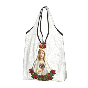 Богоматерь Фатимская, Дева Мария, Сумка для покупок, сумка-тоут, сумки через плечо, Большая портативная католическая сумочка с Португальскими Четками