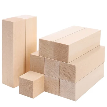 Большие деревянные блоки для резьбы (10 упаковок) 4 x 1 x 1 дюйм Незавершенный набор для поделок из липы, набор для хобби 