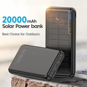 Большой емкости 20000 мА Черный аккумулятор для зарядки солнечной энергии PD Двунаправленная быстрая зарядка USB Многоинтерфейсная уличная модель