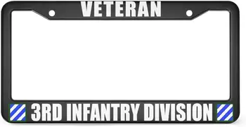 Ветеран 3-й пехотной дивизии Металлическая рамка автомобильного номерного знака Автомобильные аксессуары с 2 отверстиями 12 x 6 дюймов для транспортных средств США Стандартно