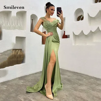 Вечерние платья Smileven с атласной русалочкой, расшитые бисером, саудовские арабские платья для выпускного вечера длиной до пола, вечернее платье для торжественных случаев 2023