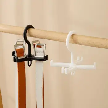Вешалка для ремня с 4 крючками, поворотная вешалка для ремня, компактная многофункциональная вешалка для ремня, 4 крючка с возможностью поворота на 360 градусов для шкафа