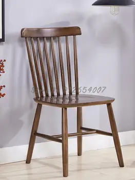 Виндзорский стул Обеденный стул из массива дерева Nordic, Стол для домашней косметики, Стул со спинкой, Журнальный столик для ресторана, Кофейня, стул из массива дерева