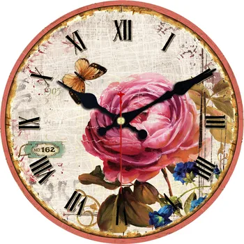 Винтажные Круглые Настенные часы с цветочным узором в виде цветка Красного Мака для домашнего офиса, школы, декоративные Часы на батарейках