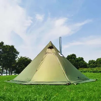Водонепроницаемая палатка для кемпинга на открытом воздухе, огнестойкая пирамида, горячая палатка, кожаная палатка на 1 человека, зимняя палатка-печка со снежной юбкой