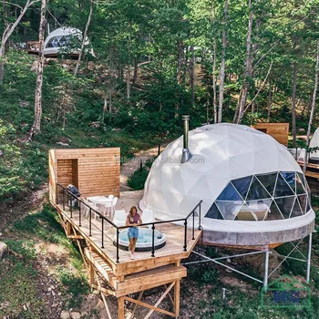 Высококачественная круглая брезентовая палатка для отдыха на открытом воздухе из ПВХ для курортного отеля
