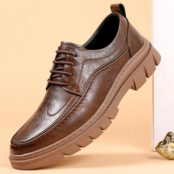 Высококачественная повседневная деловая обувь в британском стиле для мужчин, удобная Мужская кожаная обувь, Рабочая обувь на шнуровке, Мужские Zapatos Hombre