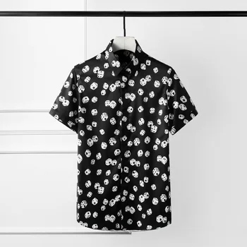 Высококачественные роскошные ювелирные изделия, мужская повседневная гавайская рубашка с лацканами из вискозы с коротким рукавом и принтом Звезды и Луны