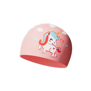 Высокоэластичная силиконовая шапочка для плавания для детей, окрашенная в цвет, водонепроницаемая защита ушей, прочная Мягкая Удобная одежда