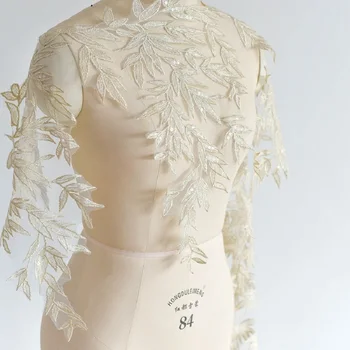 Высота 41 см, расшитое бисером Свадебное платье, кайма из кружевной ткани, украшение юбки аксессуарами своими руками