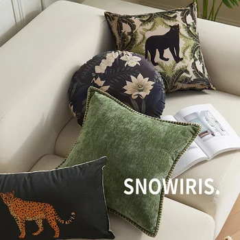 Декоративные наволочки с квадратным круглым принтом для дивана, наволочки из тропической флоры и фауны джунглей, Бархатные мультяшные наволочки