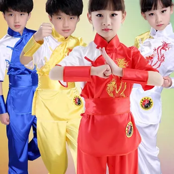 Детская Китайская традиционная одежда ушу для детей, униформа для боевых искусств, костюм Кунг-фу Для девочек и мальчиков, комплект костюмов для выступлений на сцене