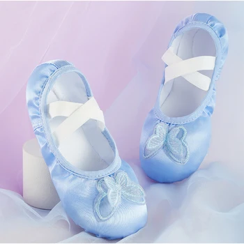 Детская танцевальная обувь на мягкой подошве, атласная обувь для занятий балетом и йогой с кошачьим когтем для девочек