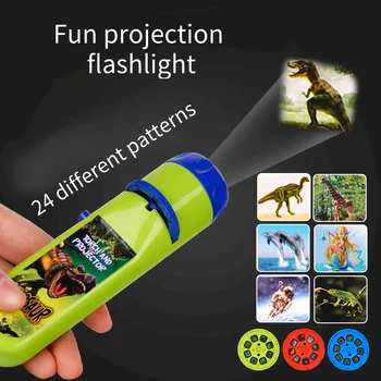 Детский фонарик с 24 слайдами, обучающие игрушки для детей, подарок и морской динозавр, космический рисунок, фонарик-проектор, фонарик