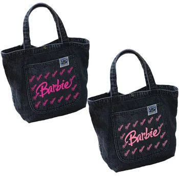 Джинсовая сумка Barbie, сумки через плечо, универсальная сумка для отдыха, портативные подарки на день рождения для девочек большой емкости