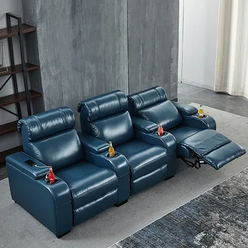 Диван для домашнего кинотеатра, кинозал, первоклассный функциональный электрический интеллектуальный диван из воловьей кожи