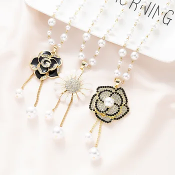 Длинное ожерелье с подвеской в виде тюльпана, подсолнуха, розового свитера и цепочки для роскошной женской одежды, ювелирных изделий и аксессуаров