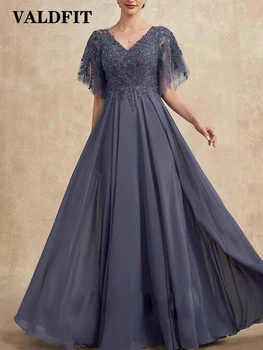 Длинные шифоновые платья для матери невесты 2023 с короткими рукавами, свадебное платье Vestido Invitada Boda 2022