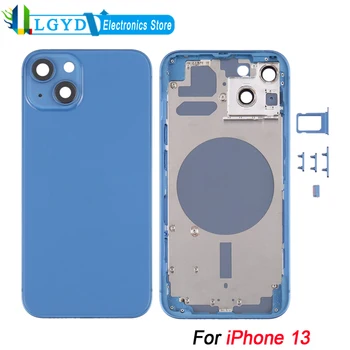 Для iPhone 13 Задняя крышка корпуса с лотком для SIM-карты, боковыми клавишами и сменной деталью объектива камеры