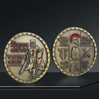 Доспехи Бога ЕФ 6:13-17 Коллекционная монета Щит веры Рыцарь-тамплиер Крест Христа Солдаты-крестоносцы Коллекционная монета