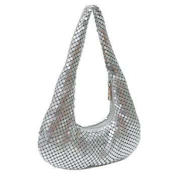 Женская вечерняя сумка-клатч, роскошная дизайнерская блестящая сумка для званого ужина, модные повседневные Простые Элегантные сумки-хобо для свадебной вечеринки