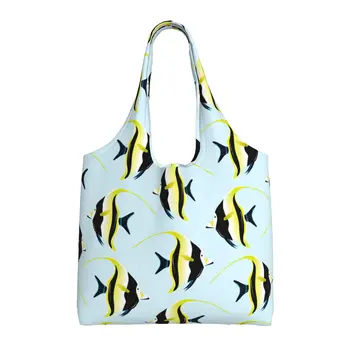 Женская сумка-тоут с тропическими рыбками, многоразовая сумка для работы, путешествий, бизнеса, пляжа, покупок, школы