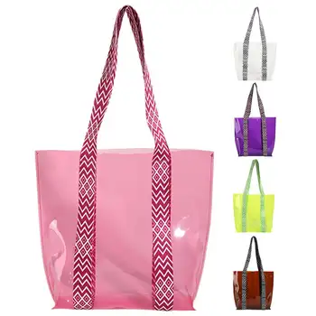 Женские Прозрачные сумки из ПВХ Ярких цветов, Прозрачные Сумки-тоут, Водонепроницаемые Сумки Большой емкости, Модные Простые дорожные сумки для покупок