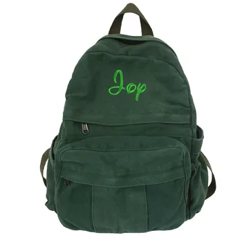 Женский рюкзак для ноутбука с вышивкой, дорожный холщовый рюкзак для женщин, Винтажный зеленый Эстетичный рюкзак для школы, пользовательское название